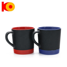 High grade inner red outside matte black ceramic chalk mug